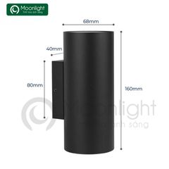 Đèn tường hiện đại ngoài trời 2x6W, 3000K, chipled cree, nhôm đúc nguyên khối, KT 80*68*160, IP65 LWA0047-2S