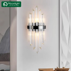 HT Đèn tường pha lê viền đen, đui e14 D25, H52cm 2 bóng (giá không bóng) DT1163_Đ HTDTPL-043-BK