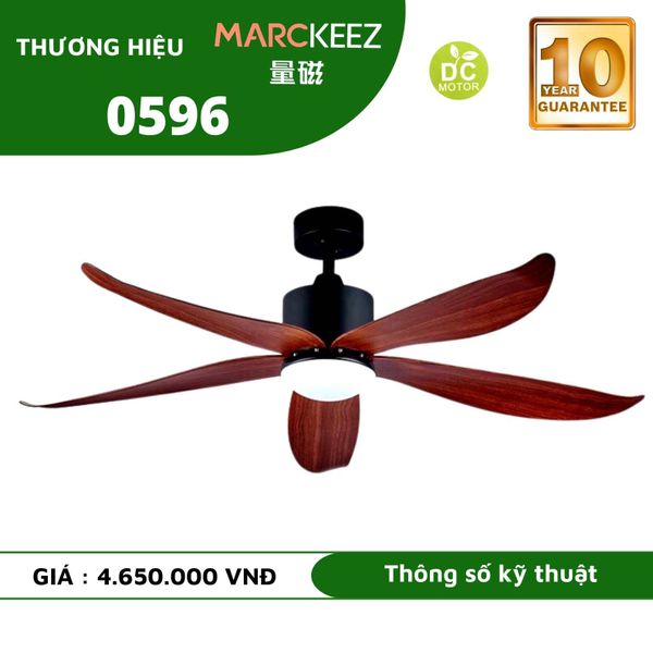 Quạt trần đèn Marckeez 5 cánh 142cm 60w DC 0596