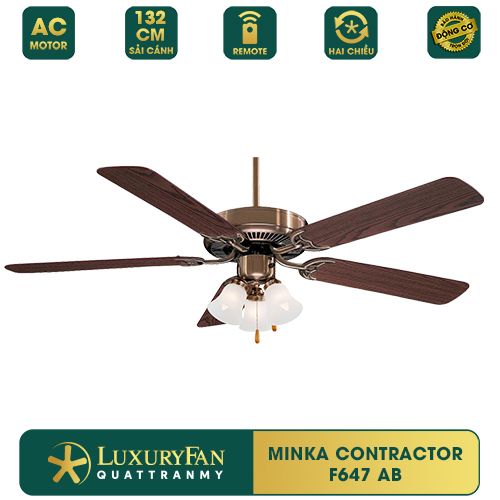 Quạt trần đèn Mỹ Minka Contractor F647 5 cánh 132cm 56w AC