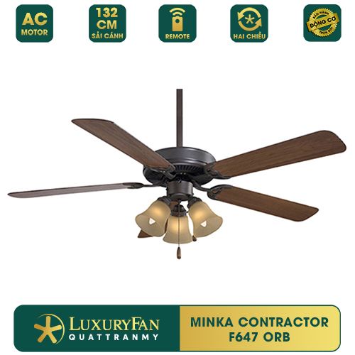 Quạt trần đèn Mỹ Minka Contractor F647 5 cánh 132cm 56w AC