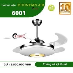 Quạt trần đèn thu cánh Mountain air 4 cánh 112cm 45w DC 6001