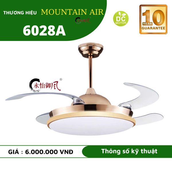 Quạt trần đèn thu cánh Mountain air 4 cánh 112cm 45w DC 6028A