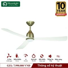 Quạt trần đèn Mr.Vu MOZA 3 cánh 1m12 33W DC