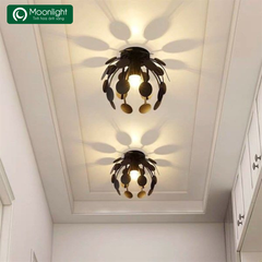 Đèn thả hợp kim hình cầu lá gắn đồng xu D250 màu đen THADONGXUBKD250 VLTHHK-097