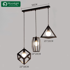 Đèn thả hợp kim 3 chao đế dài vuông tròn tam giác VLTHHK-007