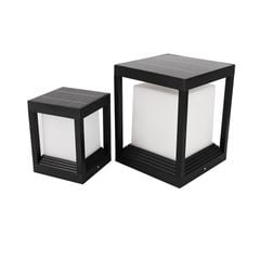 Đèn trụ cổng hàng rào năng lượng mặt trời TC02 vuông đen D220mm, 4.5W 5200mAh VLNTTC-042