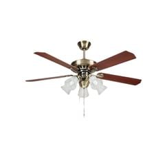 Quạt trần đèn màu đồng cổ 5 cánh gỗ 132cm 75w AC T52-6450AB VLQTTQ-106
