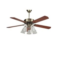 Quạt trần đèn màu đồng cổ 5 cánh gỗ 132cm 75w AC T52-6580AB VLQTTQ-107