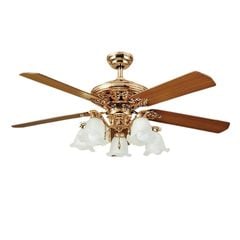 Quạt trần đèn màu màu vàng 5 cánh gỗ 132cm 75w AC 52ZSM-516 VLQTTQ-117
