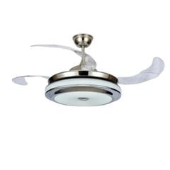 Quạt trần đèn thu cánh màu bạc 4 cánh 107cm 45w DC F8148 VLQTTC-213
