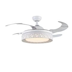 Quạt trần đèn thu cánh màu trắng 4 cánh 107cm 45w DC 102T VLQTTC-219