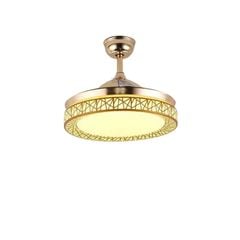 Quạt trần đèn thu cánh màu vàng 4 cánh 107cm 45w DC 102G VLQTTC-218