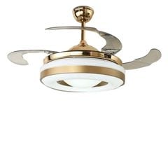 Quạt trần đèn thu cánh màu vàng 4 cánh 107cm 45w DC 8220 VLQTTC-215