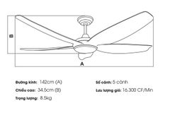 Quạt trần đèn Nhật Bản Kaiyo Kukan 5 cánh D142cm 50W DC HIRO 219