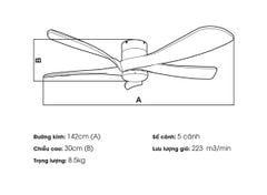 Quạt trần đèn Nhật Bản Kaiyo Kukan 5 cánh D142cm 50W DC KUKAN 211