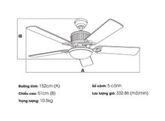 Quạt trần đèn Nhật Bản Kaiyo Kukan 5 cánh D152cm 52W DC OKA 181 BA