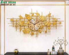 Decor đồng hồ trang trí phòng khách dải lá hình quạt kết hợp hoạ tiết sọc ML_210