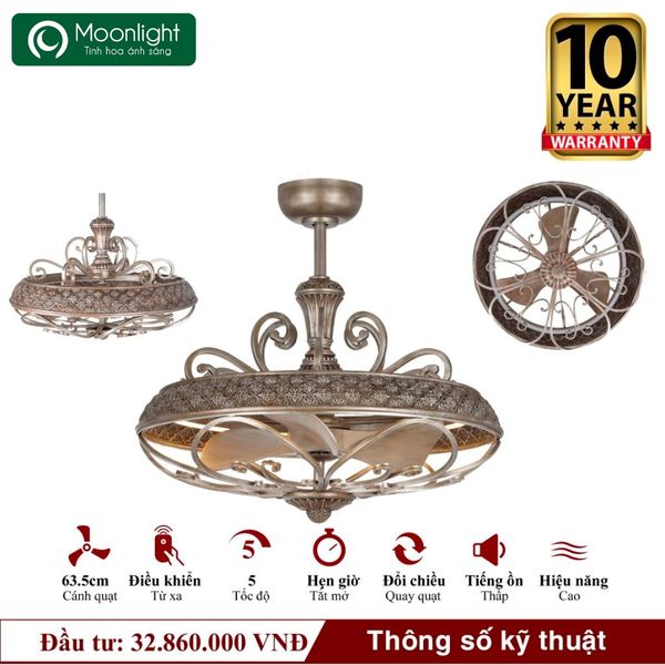 Quạt trần Mr.Vu QUEEN 3 cánh 64cm DC