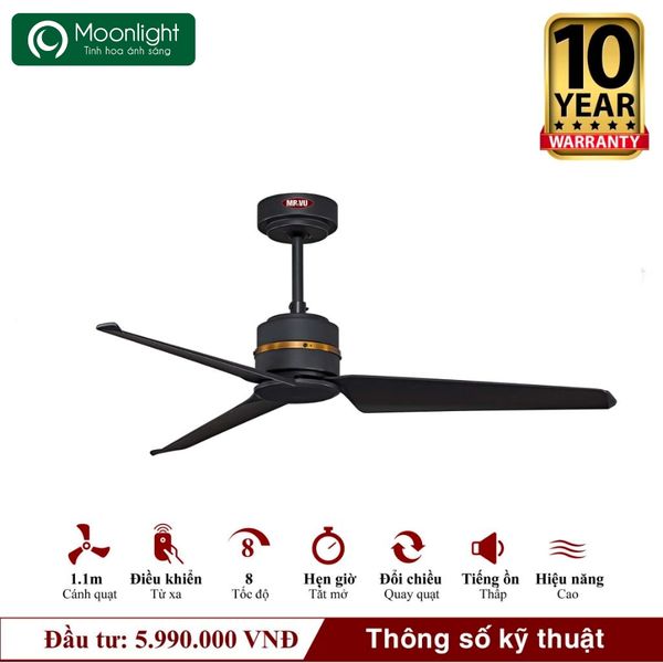 Quạt trần Mr.Vu SEABIRD 3 cánh 1m1 35W DC