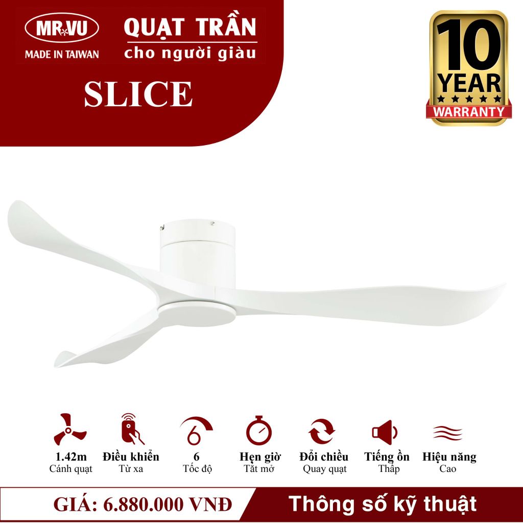 Quạt trần Mr.Vu SLICE 3 cánh 1m42 35W DC