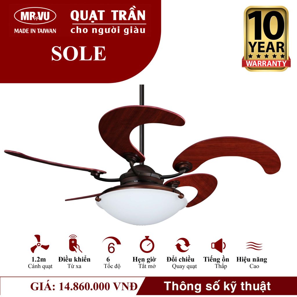 Quạt trần đèn Mr.Vu SOLE 5 cánh 1m17 90W AC