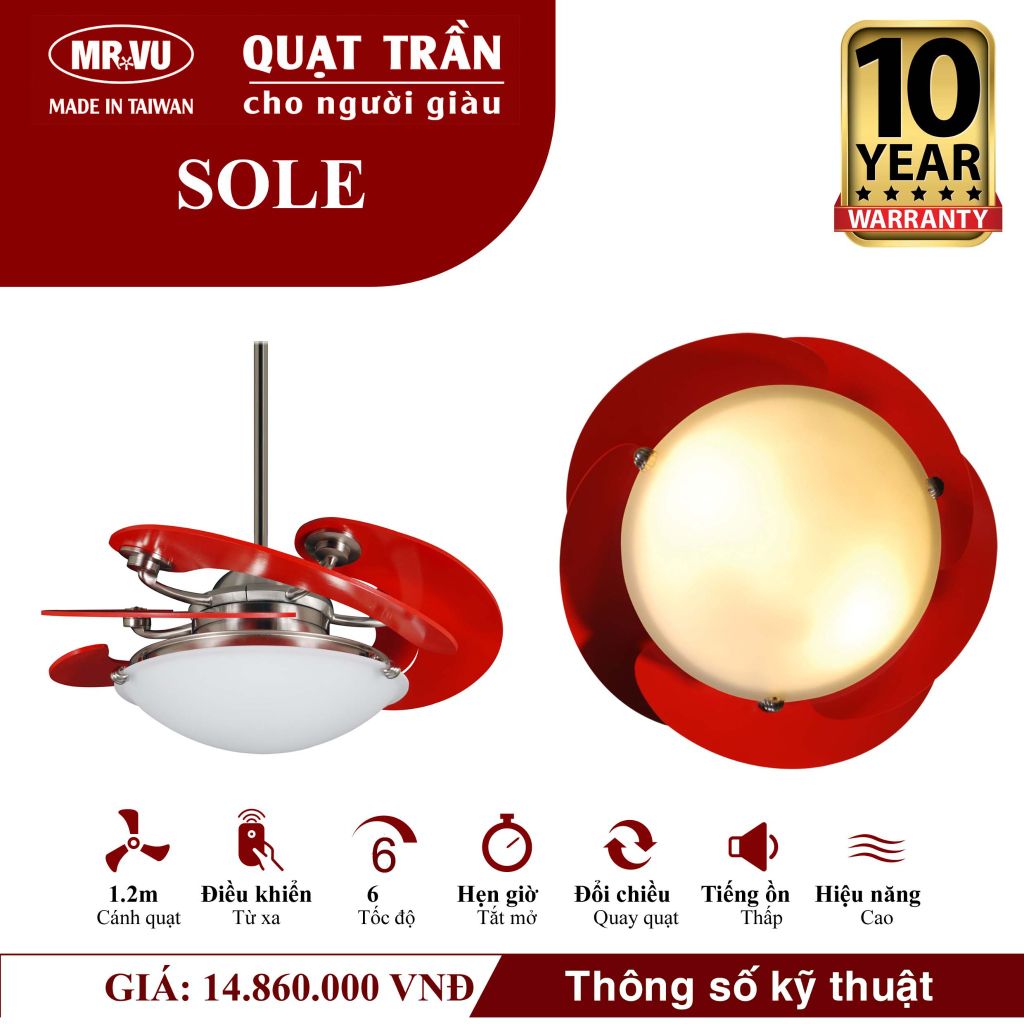 Quạt trần đèn Mr.Vu SOLE 5 cánh 1m17 90W AC