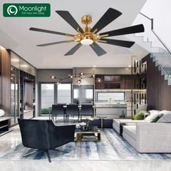 Quạt trần Đài Loan Luxaire X8 thân màu mạ kền 8 cánh gỗ plywood 55w DC 152cm led 3 màu 15w LUXAIRE X8
