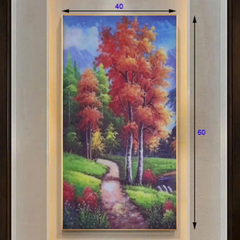 Đèn tranh led trang trí cây lá đỏ 3 chế độ ánh sáng KT D40xH60cm 316A, VLDETL-015
