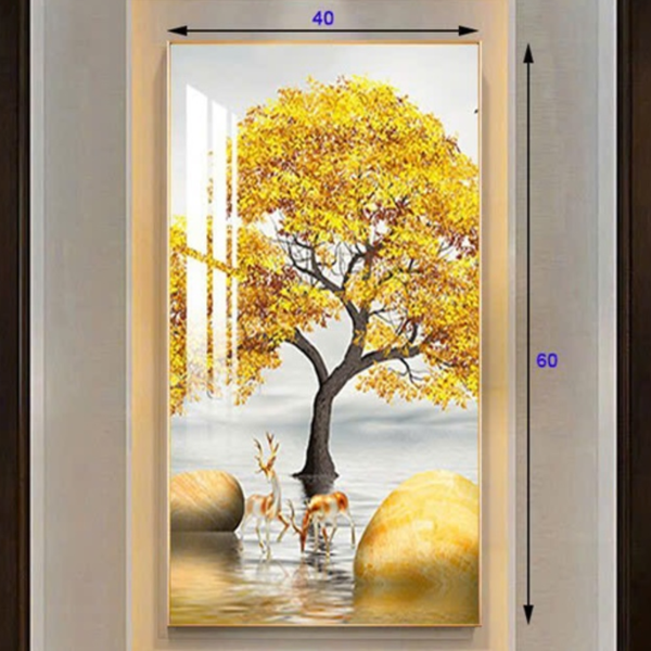 Đèn tranh led trang trí 2 con hươu 3 chế độ ánh sáng KT D40xH60cm 308B, VLDETL-016