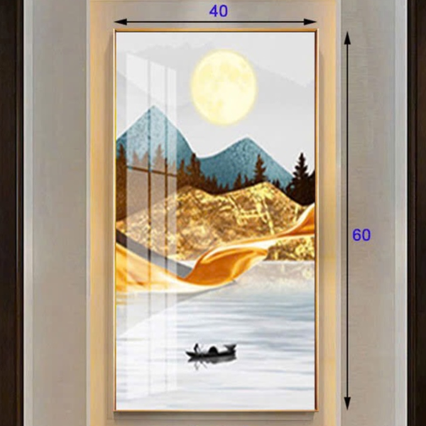 Đèn tranh led trang trí con đò trên sông 3 chế độ ánh sáng KT D40xH60cm 314C, VLDETL-017