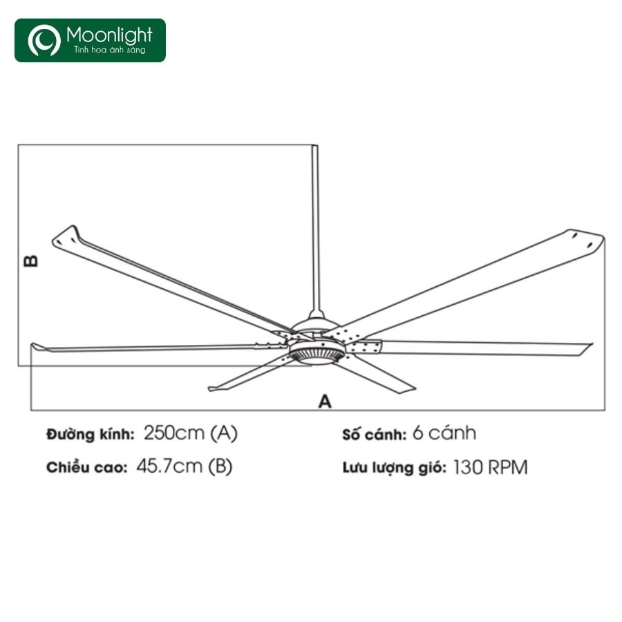 Quạt trần công nghiệp 6 cánh Kaiyokukan Tochi 100