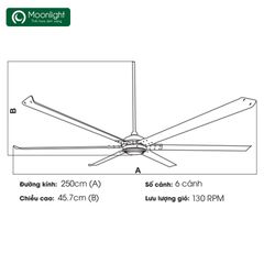 Quạt trần công nghiệp 6 cánh Kaiyokukan Tochi 100