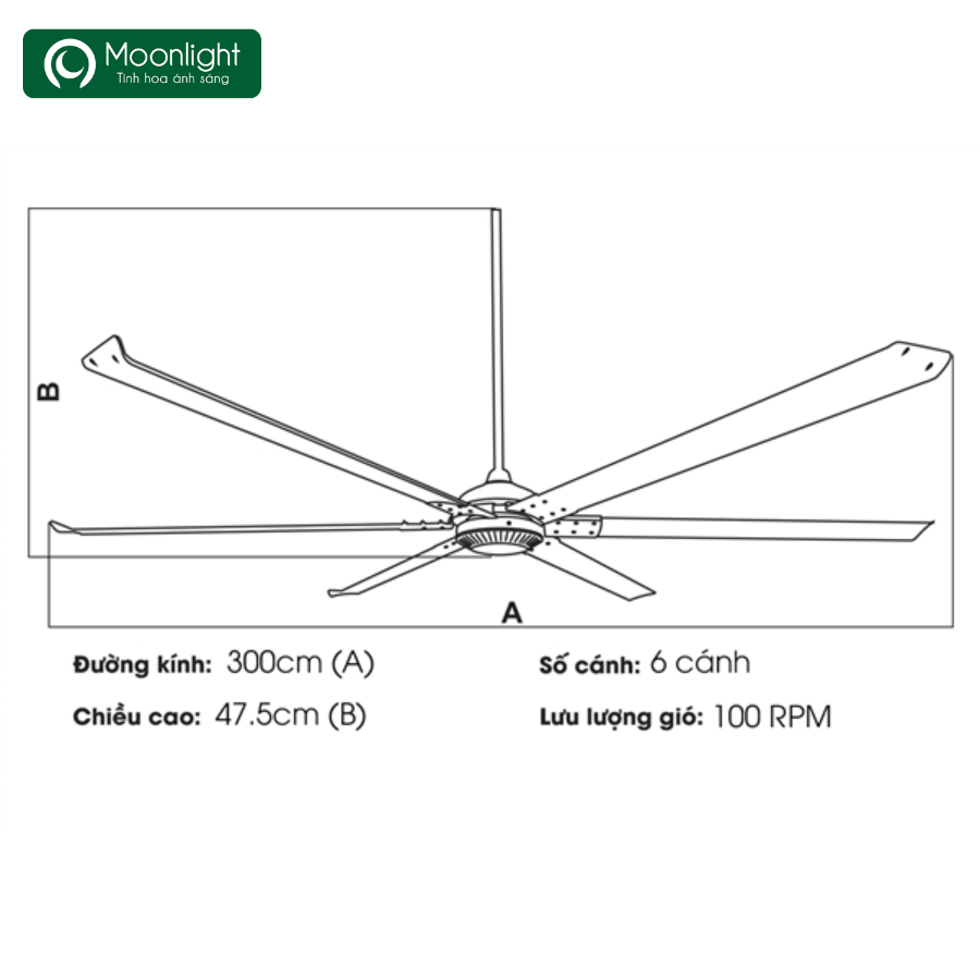 Quạt trần công nghiệp 6 cánh Kaiyokukan Tochi 120