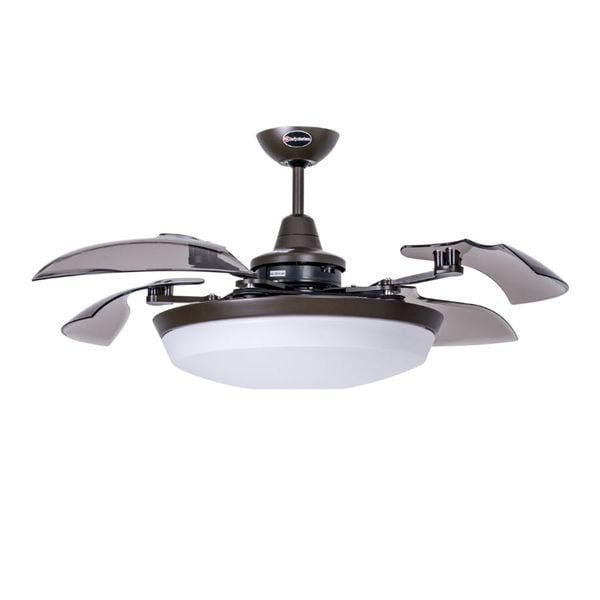 Quạt trần đèn thu cánh Nhật Bản Kaiyo Kukan 4 cánh D117cm 52W DC TOYA 214 ORB
