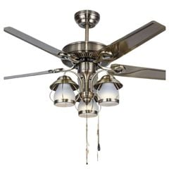 Quạt trần đèn màu đồng cổ 5 cánh sắt 122cm 45w DC 48 YY- 1999 TA VLQTTQ-113
