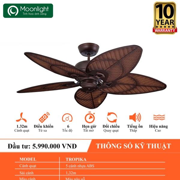 Quạt trần Mr.Vu TROPIKA 5 cánh 1m32 90W AC