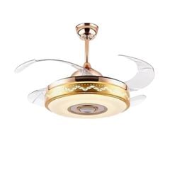 Quạt trần đèn thu cánh màu vàng 4 cánh 107cm 45w DC F8245-42 VLQTTC-207
