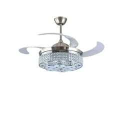 Quạt trần đèn thu cánh pha lê 4 cánh 107cm 45w DC Y42-9980BN VLQTTC-307