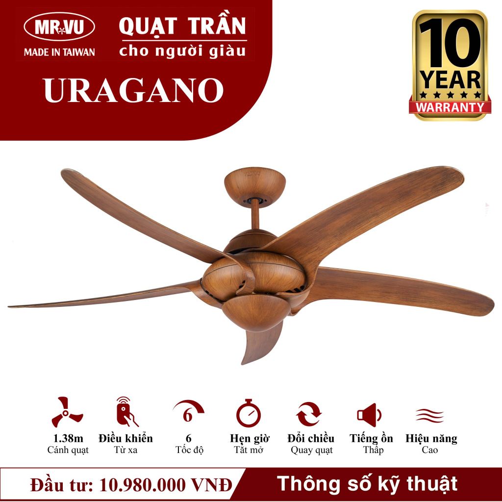 Quạt trần Mr.Vu URAGANO 5 cánh 1m38