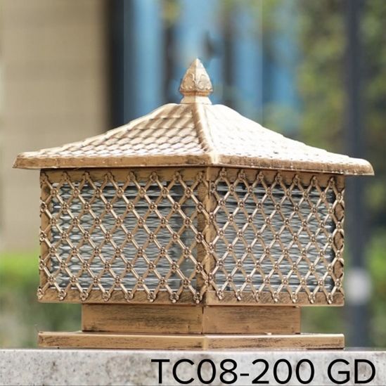 Đèn trụ cổng hàng rào màu đồng kẻ caro D250 TC08 6034/250 VLNTTC-007-AD