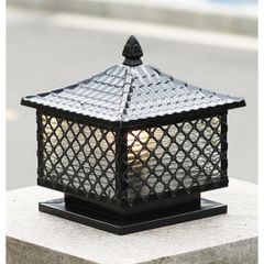 Đèn trụ cổng hàng rào vuông kẻ caro VLNTTC-007
