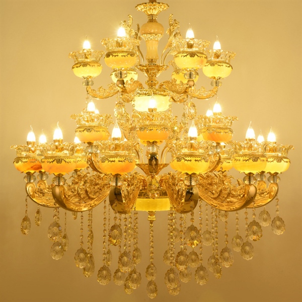 Đèn chùm hợp kim 24 tay (12+6+6) kích thước D120*H140cm E14*24 35-40m2 VLCHHK-424-AF