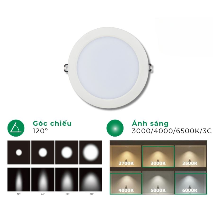 Đèn led âm trần downlight ELV 12W VL-D03