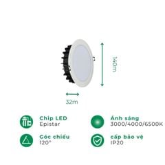 Đèn led âm trần downlight ELV 12W VL-D03