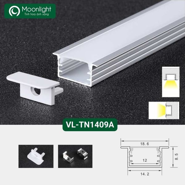 Thanh nhôm định hình profile lắp âm VL-TN1409A