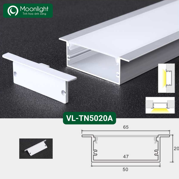 Thanh nhôm định hình profile lắp âm VL-TN5020A