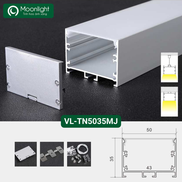 Thanh nhôm định hình profile lắp nổi VL-TN5035MJ