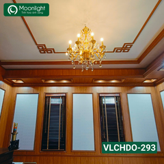 Đèn chùm đồng 8 tay nến mạ vàng 24K kết hợp pha lê K9 VLCHDO-293