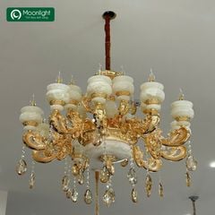 Đèn chùm hợp kim 15 tay chao đá 66939a KT D1010xH800 VLCHHK-437 (Bộ)